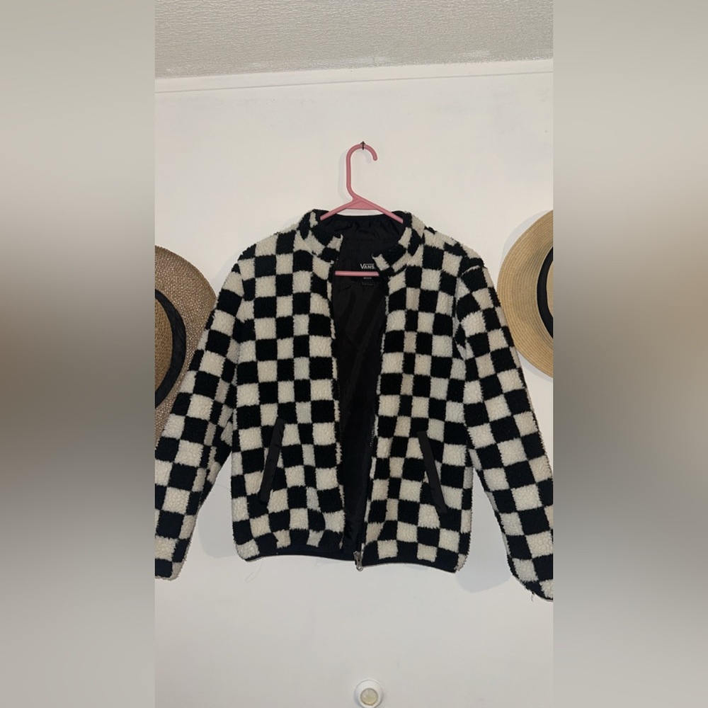 Vans Black and White Checkered Fleece Jacket